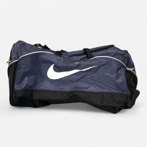 Nike Duffle Bag Blue Black Swoosh Gym Bag Travel Sports Training Carry On